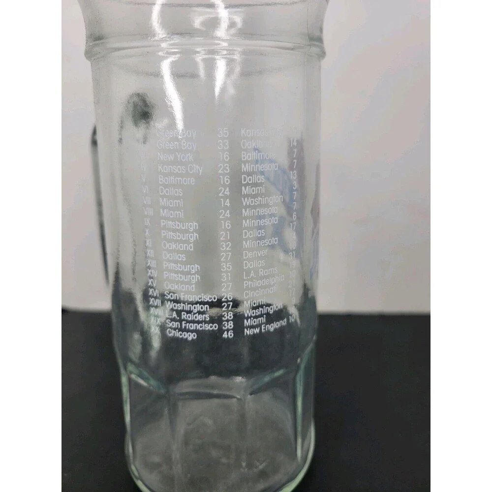 1987 NFL Super Bowl XXI Tall Glass Mug Stein‎ Fisher Promo NY Giants Broncos